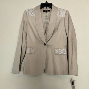Alex Marie Beige Blazer with Lace Details